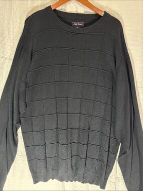 VTG Oleg Cassini Black Grid Textured Knit Sweater 2XLT Grandpacore Big&Tall EUC